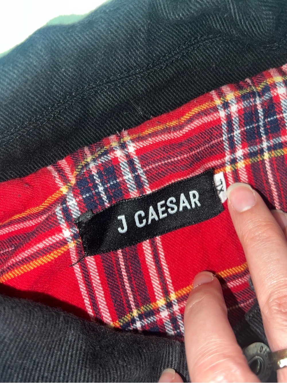 J Caesar Plaid-Lined Jacket - with Red Plaid Interior size 16 or XL yough